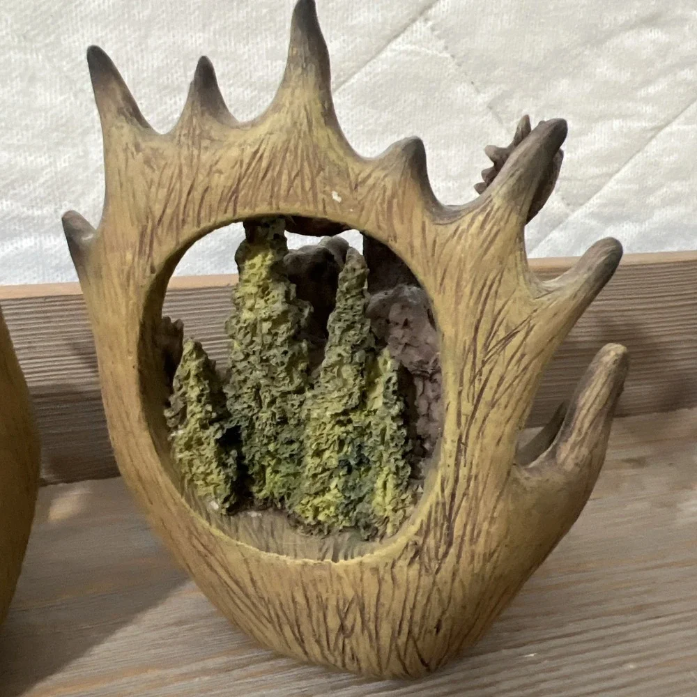 Moose Head Bookends Pair Cabin Country Farmhouse Wild Life Animals Resin Decor